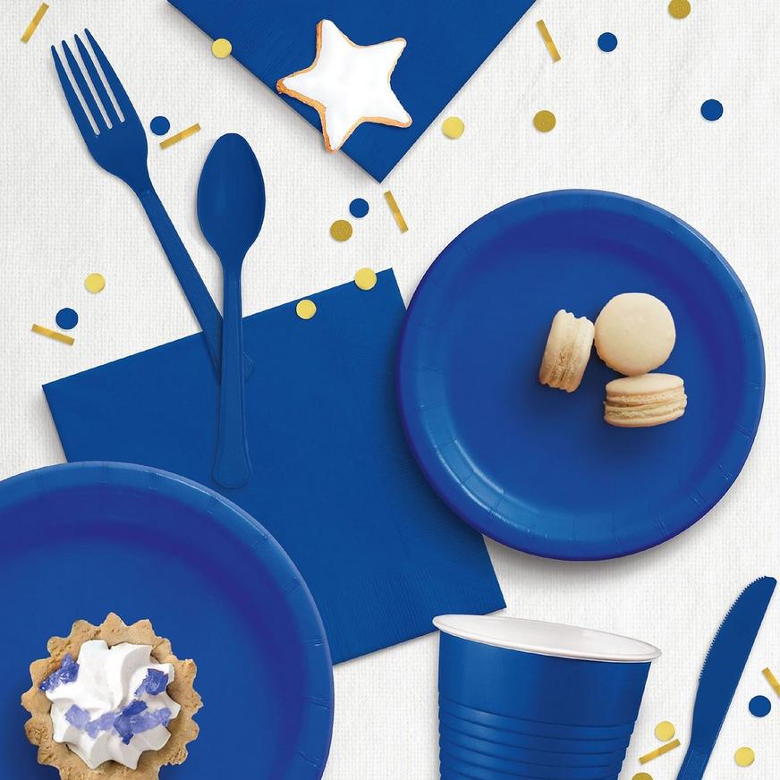 Royal Blue Heavy-Duty Plastic Cutlery Set for 20 Guests, 80ct